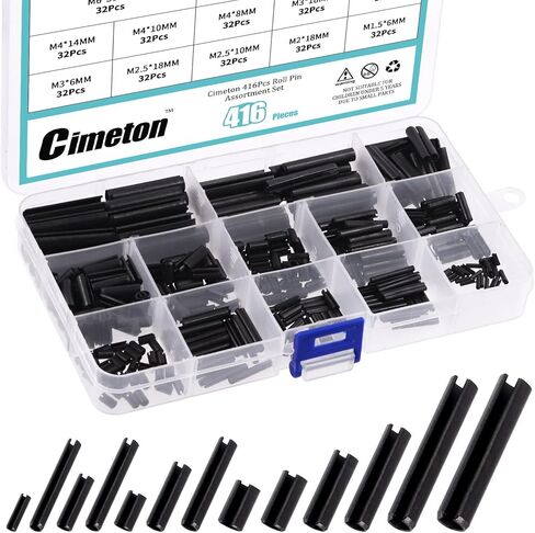 مجموعة متنوعة من 416 قطعة من دبابيس دوارة مترية، M1.5 M2 M2.5 M3 M4 M5 M6 13 نوعًا من دبابيس زنبركية مشقوقة من الصلب المقسم للتوسيع وتد التوتر مجموعة دبابيس لتحسين المنزل وآلات إصلاح السيارات in Kuwait