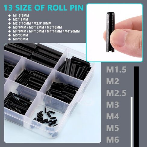 مجموعة متنوعة من 416 قطعة من دبابيس دوارة مترية، M1.5 M2 M2.5 M3 M4 M5 M6 13 نوعًا من دبابيس زنبركية مشقوقة من الصلب المقسم للتوسيع وتد التوتر مجموعة دبابيس لتحسين المنزل وآلات إصلاح السيارات in Kuwait