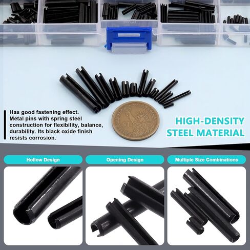 مجموعة متنوعة من 416 قطعة من دبابيس دوارة مترية، M1.5 M2 M2.5 M3 M4 M5 M6 13 نوعًا من دبابيس زنبركية مشقوقة من الصلب المقسم للتوسيع وتد التوتر مجموعة دبابيس لتحسين المنزل وآلات إصلاح السيارات in Kuwait
