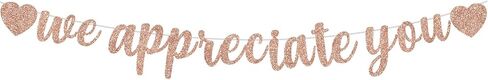 BEISHIDA Rose gold We Appreciate You Banner,NO DIY,Employee Appreciation Banner for Office Party Decorations,Thank you for Employee Teacher Doctor Nurse Staff Appreciation Banner in Saudi Arabia