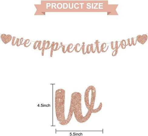 BEISHIDA Rose gold We Appreciate You Banner,NO DIY,Employee Appreciation Banner for Office Party Decorations,Thank you for Employee Teacher Doctor Nurse Staff Appreciation Banner in Saudi Arabia
