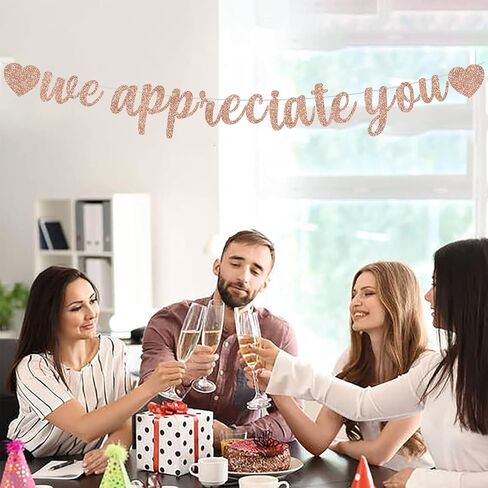 BEISHIDA Rose gold We Appreciate You Banner,NO DIY,Employee Appreciation Banner for Office Party Decorations,Thank you for Employee Teacher Doctor Nurse Staff Appreciation Banner in Saudi Arabia