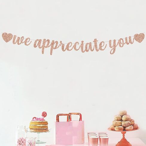BEISHIDA Rose gold We Appreciate You Banner,NO DIY,Employee Appreciation Banner for Office Party Decorations,Thank you for Employee Teacher Doctor Nurse Staff Appreciation Banner in Saudi Arabia