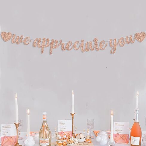 BEISHIDA Rose gold We Appreciate You Banner,NO DIY,Employee Appreciation Banner for Office Party Decorations,Thank you for Employee Teacher Doctor Nurse Staff Appreciation Banner in Saudi Arabia
