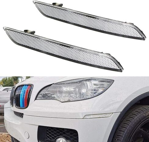 عاكس جانبي للمصد الأمامي للعدسة الشفافة/العنبر لسيارة BMW X5M E70 X6 E71 E72 (عدسة شفافة) in Kuwait