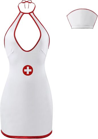 Women Nurse Costume Cosplay Lingerie Naughty Nurse Halloween Costumes Outfit with Stethoscope in Saudi Arabia