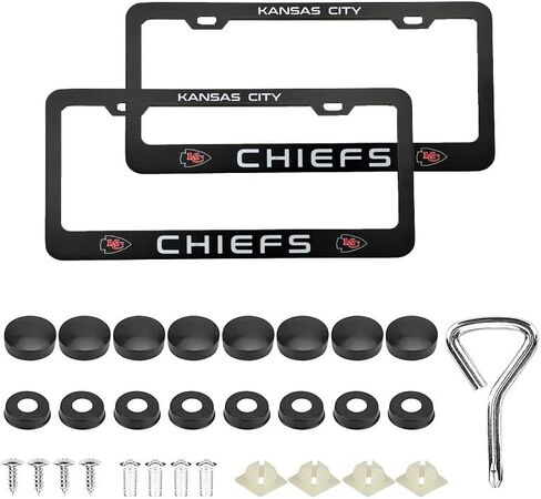 2pcs of Chiefs Black Aluminum License Plate Frame Fit for All Cars(with Screw) in Saudi Arabia