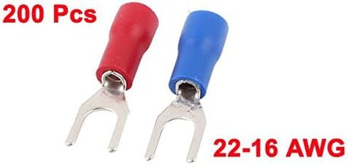 Uxcell 22-16 AWG سلك موصل كابل شوكة طرفية #8 مع 200 قطعة، أحمر/أزرق in Saudi Arabia