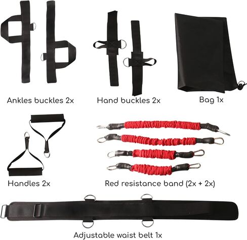 مجموعة أربطة مقاومة الملاكمة - معدات تمرين لتقوية الساق والذراع مع حزام وإبزيم لليد والكاحل ومقابض وأشرطة مقاومة للتمرين - معدات رياضية منزلية لتحسين الطاقة in Kuwait