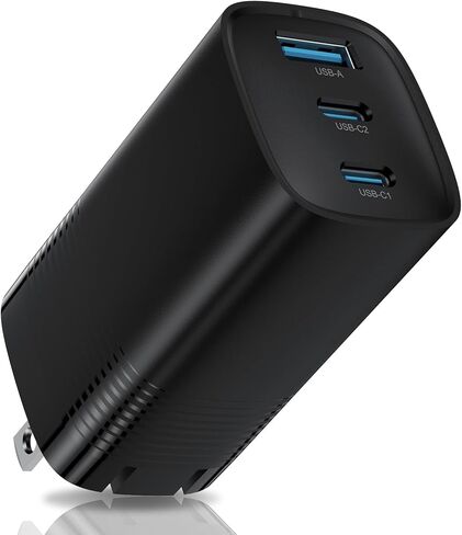 شاحن USB C بقدرة 65 وات، شاحن GaN PD3.0(PPS)، محول قابل للطي من النوع C مع شاحن حائط سريع بثلاثة منافذ متوافق مع MacBook Pro/Air، iPad Pro، Galaxy S22/S21، HP Spectre، Note20/10+، iPhone 14 / برو، وأكثر in Kuwait