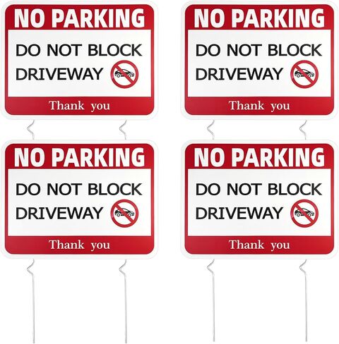 4 قطع 15.7 × 11.8 بوصة لا توجد علامات وقوف السيارات لا تحجب علامة الممر، من البلاستيك المموج، لا توجد شاحنات في علامة الممر مع 8 أوتاد معدنية لحديقة ساحة الممر in Kuwait