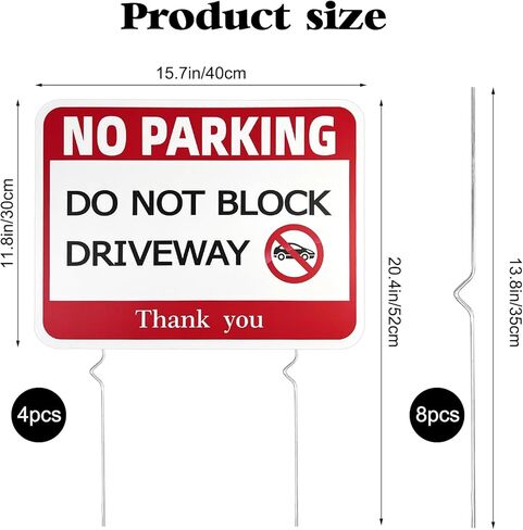 4 قطع 15.7 × 11.8 بوصة لا توجد علامات وقوف السيارات لا تحجب علامة الممر، من البلاستيك المموج، لا توجد شاحنات في علامة الممر مع 8 أوتاد معدنية لحديقة ساحة الممر in Kuwait