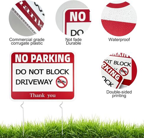 4 قطع 15.7 × 11.8 بوصة لا توجد علامات وقوف السيارات لا تحجب علامة الممر، من البلاستيك المموج، لا توجد شاحنات في علامة الممر مع 8 أوتاد معدنية لحديقة ساحة الممر in Kuwait