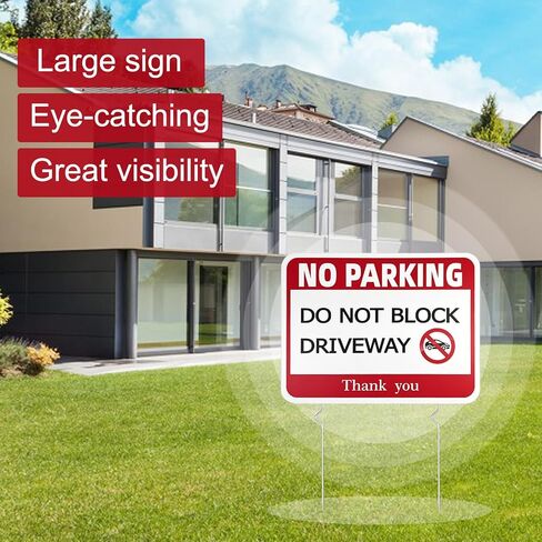 4 قطع 15.7 × 11.8 بوصة لا توجد علامات وقوف السيارات لا تحجب علامة الممر، من البلاستيك المموج، لا توجد شاحنات في علامة الممر مع 8 أوتاد معدنية لحديقة ساحة الممر in Kuwait