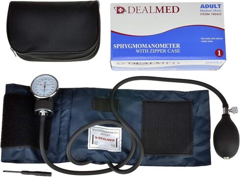 Dealmed Professional Aneroid Sphygmomanometer – Manual Arm Blood Pressure Monitor with Adult Size Cuff and Carry Case, Black (1, Adult) in Saudi Arabia