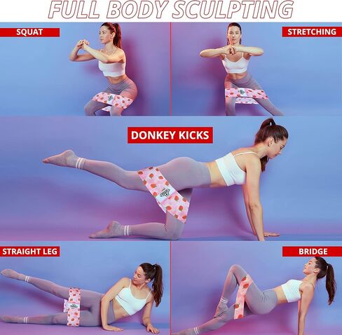 أربطة مقاومة لقبضات الدب للتمرين - أربطة تمرين لمعدات الصالة الرياضية المنزلية - أربطة مرنة لتمارين عضلات الأرداف لممارسة كتل اليوجا والبيلاتس والورك والساقين والفخذ in Kuwait