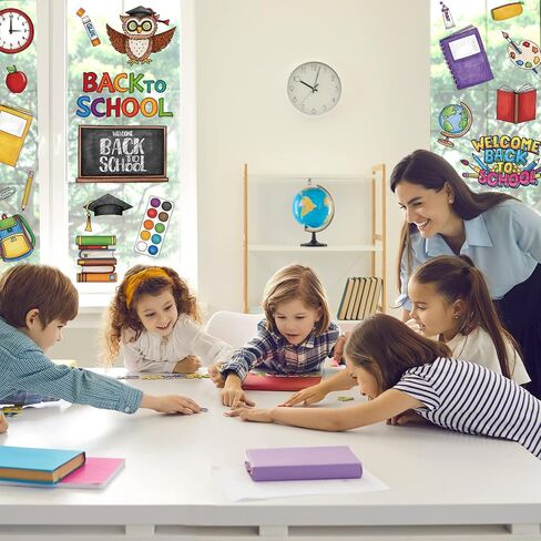 8 أوراق ملصقات نافذة العودة إلى المدرسة، ملصقات على شكل بومة، ديكورات للحافلة المدرسية، ملصقات نافذة مزدوجة الجوانب، ملصقات لليوم الأول من المدرسة، لوازم الحفلات لديكورات الفصول الدراسية، جدار زجاجي للترحيب بعودتك in Saudi Arabia