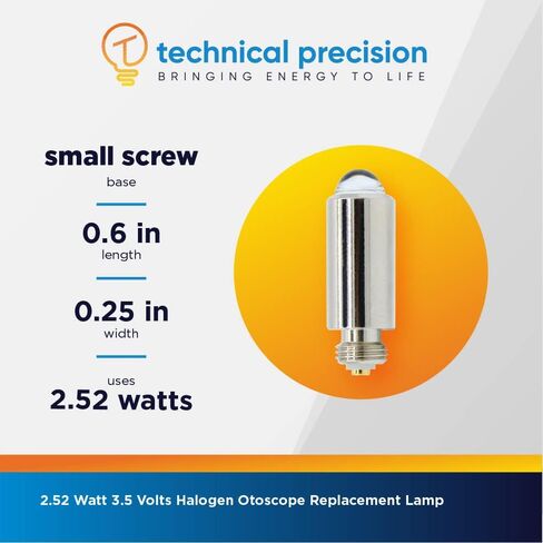 3.5V Halogen Replacement Lamp for Welch Allyn Bulb 03100, WA 03100, 03100-U by Technical Precision - Compatible Welch Allyn Light Bulb - Clear - 1 Pack in Kuwait