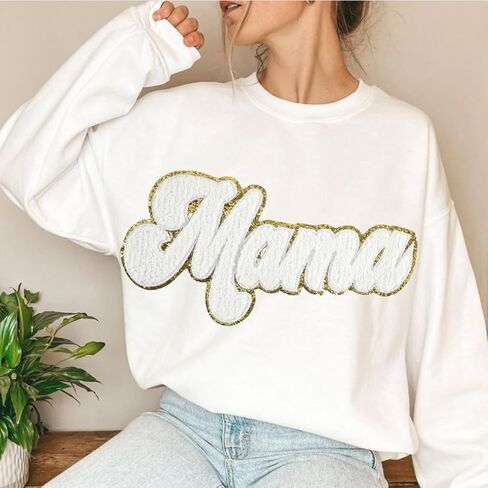 رقعات حديدية على ماما مخيطة على رقعة حروف أبجدية، رقعات ماما بيضاء للنساء، مستلزمات منزلية (ماما، أبيض) in Kuwait