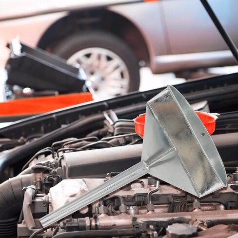 FAVOMOTO Car Fuel Funnel Metal Sieve Strainer Stainless Steel Funnel Spout Funnel with Filter Wide Mouth Fuel Funnels Long Spout Extension for Water, Fuel, Transmission, Oil Change in Saudi Arabia