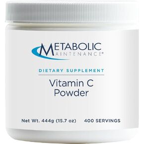 Metabolic Maintenance Vitamin C Powder - 1100 mg Pure Ascorbic Acid Antioxidant + Immune Support Supplement - Easy Drink Add-in (15.7 oz / 400 Servings)