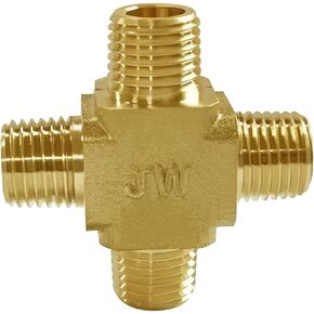 Joywayus Brass 1/4" NPT Male 4-Way Pipe Fitting Adapter Tube Coupler Connector Water Gas Oil