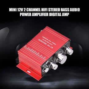 Car Stereo Audio Amplifier, Mini 12V 2 Channel HiFi Stereo Bass Audio Power Amplifier Digital Amplifier