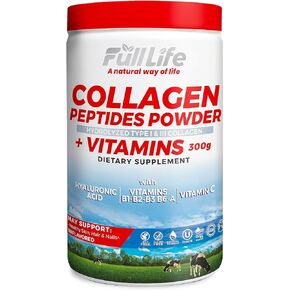 Full Life Collagen Peptides Powder - Bovine Collagen Supplement with Hyaluronic Acid - Hydrolyzed Collagen Powder for Women and Men - Kosher, Gluten-Free - 300g
