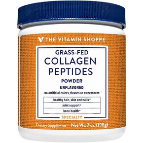The Vitamin Shoppe Collagen Peptides Powder - Unflavored, Promotes Healthy Hair, Skin, Joint & Nails - from Grass Fed Bovine, Gluten Free Natural Peptide (14 Ounces Powder)