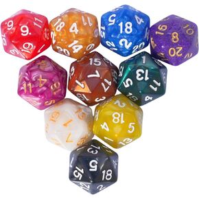 10 قطعة D20 مجموعة نرد متعدد السطوح 22 مللي متر لألعاب الطاولة DND RPG MTG (النرد لون اللؤلؤ)