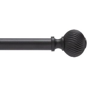 Kenney AZ71890 Vivienne Swirl Ball End Standard Decorative Window Curtain Rod, 28-48" Adjustable Length, Matte Black Finish, 5/8" Diameter Steel Tube