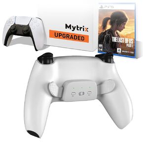 Mytrix Customized Controller with 2 Remappable Paddles for PlayStation 5 (PS5), Programmable Back Buttons with Fast Turbo Auto-Fire, 3 Setup Saving Slots Onboard Switch - White, with TLOU Part 1 in Kuwait