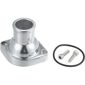 Motoforti Water Neck Thermostat Housing, for Chevy Ls1, Alloy, with Washer and Bolts, Silver Tone, 1 Set