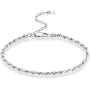 Dorunmo Evil Eye/Moonstone/Virgin Mary/Rope Chain/Sunflower Anklet Bracelets Sterling Silver Birthday Anniversary Jewelry Gifts for Women Mom Wife Girls Friends