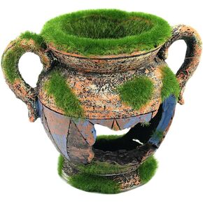 Angoily 1pc Simulation Decoration Fish Tank Decorations Flocking Flower Pots Fish Tank Flower Pots Hiding Place Flower Pots Shelter Fish Tank Flowerpot Moss Decor Vase Aquarium