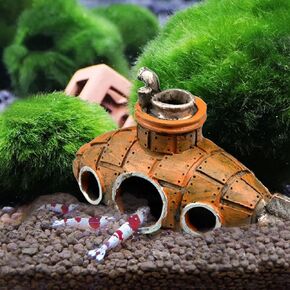 Aquarium Shrimp Cave, Resin Submarine Ornament, Shelter and Breeding Area for Cherry Shrimp and Small Fish, Aquarium Decoration for Fish Tank, Bedroom Ornament
