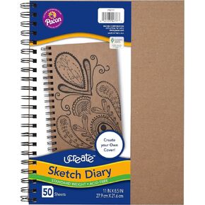 UCreate Create Your Own Cover Sketch Diary, Nat. Chip Cvr., 11" x 8-1/2", 50 Sheets