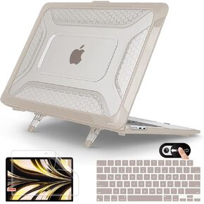 حافظة Mektron لجهاز M3 /M2 MacBook Air مقاس 13.6 بوصة 2024/2022 (A2681/ A3113)، حافظات صلبة شديدة التحمل مع مسند قابل للطي، حافظة واقية مع غطاء لوحة مفاتيح لجهاز MacBook Air مقاس 13.6 بوصة، رمادي in Kuwait