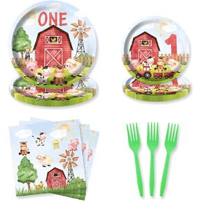 80 قطعة من لوحات حفلات عيد الميلاد الأولى من HEETON لحيوانات المزرعة في الحظيرة، بقرة واحدة، مستلزمات الحفلات الأولى، ديكورات للأولاد والبنات in Kuwait