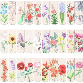 30 Pcs Magnetic Bookmarks Flowers Magnet Page Markers Pretty Bookmarks for Book Lovers Magnet Bookmark Clips Assorted Book Markers Set for Women Students Reading Office, Floral Style 2.3 x 0.8 Inches