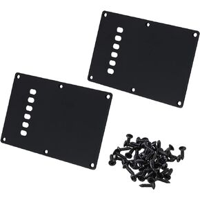 2 Pieces Black Plastic 6 Hole Guitar Tremolo Spring Cover with 62Pcs Screw for Electric Guitar