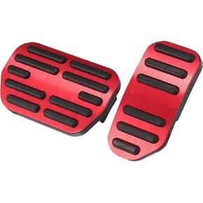 X AUTOHAUX Red Brake Foot Pedals Pad Kit Non-Slip No Drill Aluminum Alloy Accelerator Pedal Covers for Toyota Corolla RAV4 2014-2018