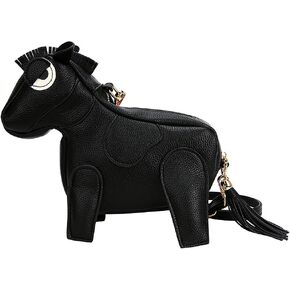 Women Funny Horse Shape Crossbody Bag Cute Cartoon Animal Shoulder Bag PU Leather Clutch Purse