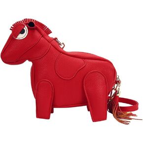 Women Funny Horse Shape Crossbody Bag Cute Cartoon Animal Shoulder Bag PU Leather Clutch Purse in Saudi Arabia