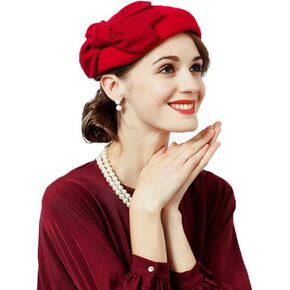 F FADVES Women's Pillbox Calot Hat Formal Vintage Wedding Tea Party Fascinators with Bow