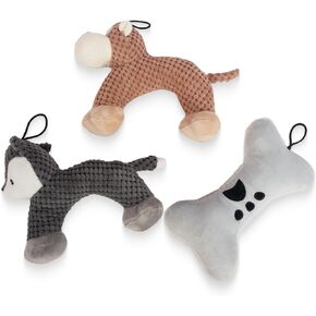 Dog Squeak Toys, No Stuffing Plush Crinkle Dogs Chew Toy for Small Medium Large Breed Chewers Squeaky Tough Durable Puppy Teething Chewing Best Birthday Gifts (Deep Colour)