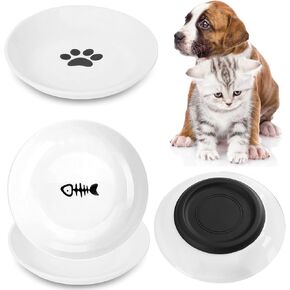 4 Pack Cat Food Bowl with Nonslip Silicone Bottom,Healthy Ceramic Pet Bowls for Indoor Cats,Anti Whisker Fatigue Cat Dishes Set,Shallow Wide Kitten Puppy Feeding Plates for Wet Food and Water