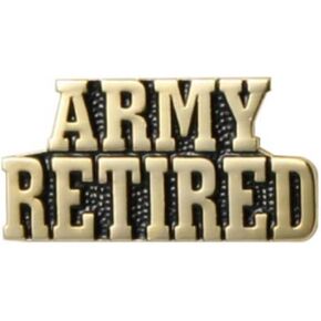 Army Retired Stacked Text Lapel Pin