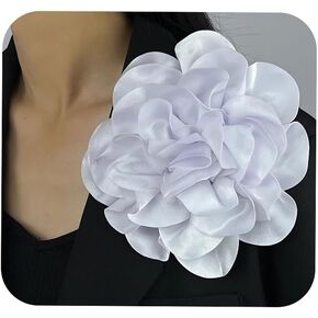Extra Large Rose Flower Brooches Lapel Pins Dainty Satin Fabric Rose Flower Brooches Big Camellia Flower Brooch Pin for Women Wedding Party Dance Clothes Accessories Jewelry Gifts