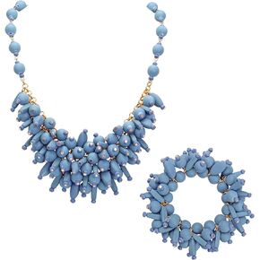 Bocar Statement Beaded Collar Necklace with Bracelet Cluster Beads Pendant Necklace for Woemn Gift